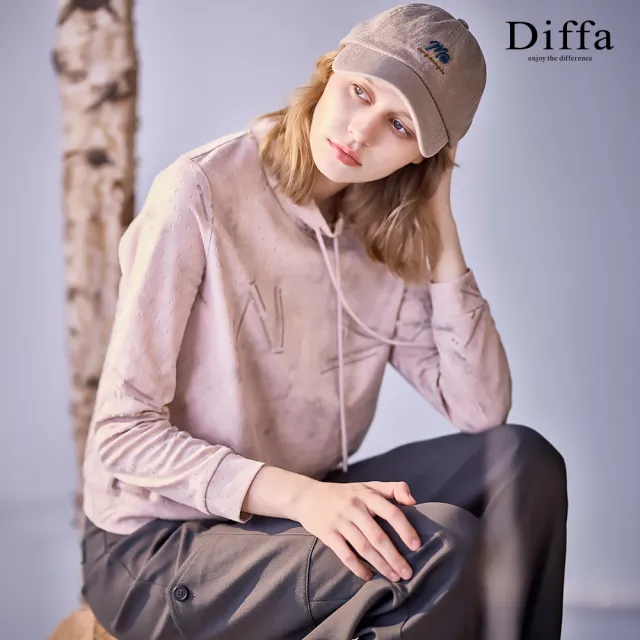 【Diffa】雨滴織紋抽繩長袖針織衫-女