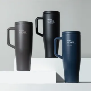 【Oolab 良杯製所】(鈦陶瓷)輕量不鏽鋼鈦陶瓷層 隨行手把杯1150ml(密封防漏/收納式吸管/可車用/鈦塗層)