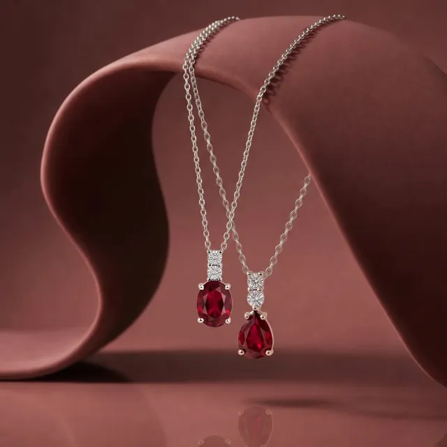 【City Diamond 引雅】『紅樺』14K 天然紅寶石 20分 白K金 鑽石 墜子 項墜 項鍊-兩款任選(璀璨流光系列)