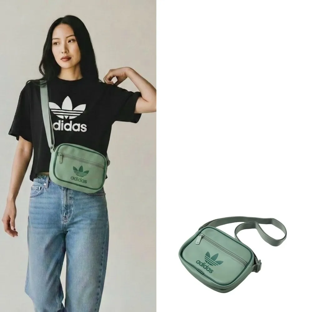【adidas 愛迪達】三葉草Adidas 薄荷綠 小包 包包 拉鍊口袋 愛迪達 側背包(1397 BE3)