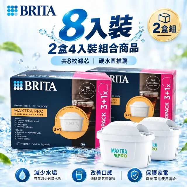 【BRITA】BRITAMaxtra Pro Hard water expert 8入裝 去水垢 brita 濾芯 8入 濾水壺 原裝平輸（歐洲製）