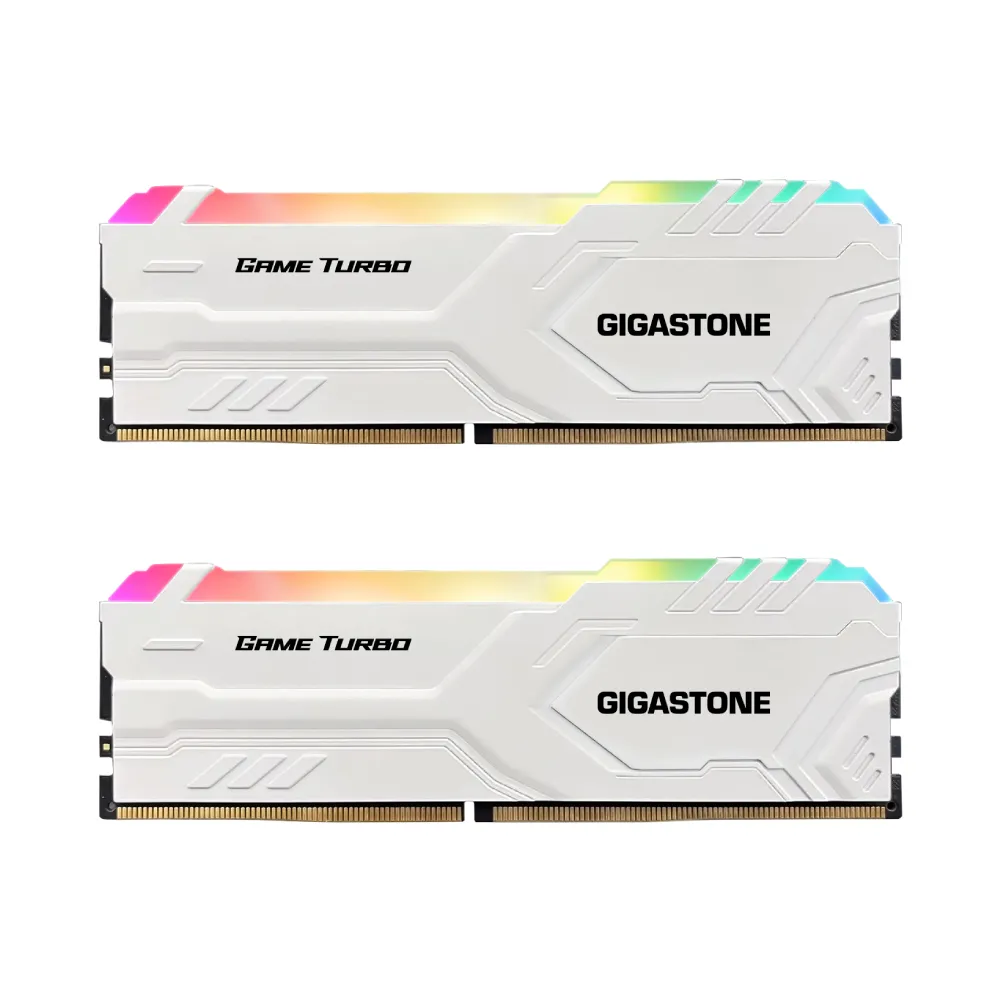【Gigastone 立達國際】GAME TURBO DDR4 3200 32GB RGB 電競超頻 桌上型記憶體-白(PC專用/16GBx2)