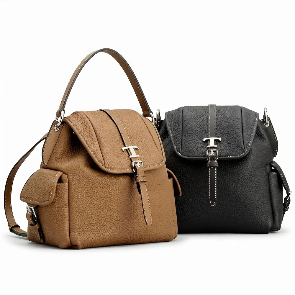 【TOD’S】TODS T Timeless T字荔紋牛皮束口抽繩翻蓋手提 肩斜背 後背包(2色可選 雙肩包 真皮)