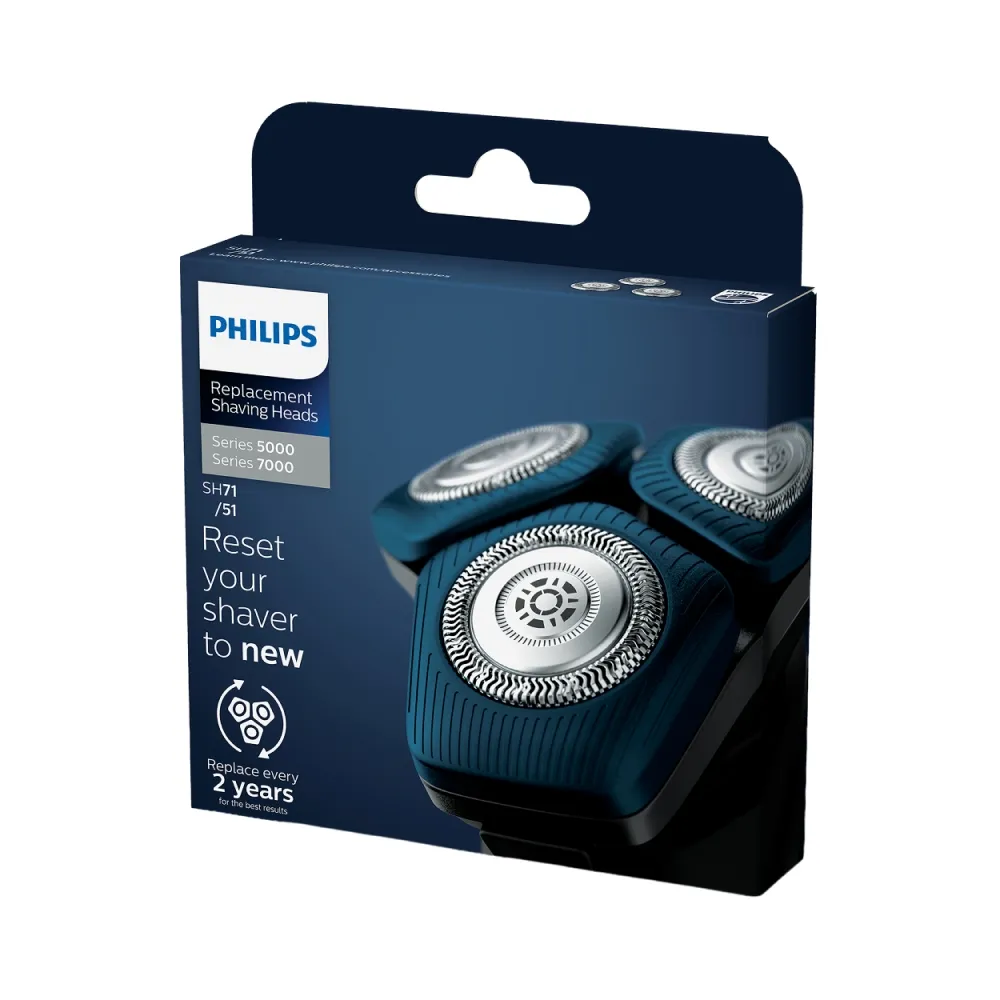 【Philips 飛利浦】SH71/51 原廠電鬍刀替換刀頭 (五角形刀頭/適用S7000/新一代S5000系列/荷蘭製/官方直營)