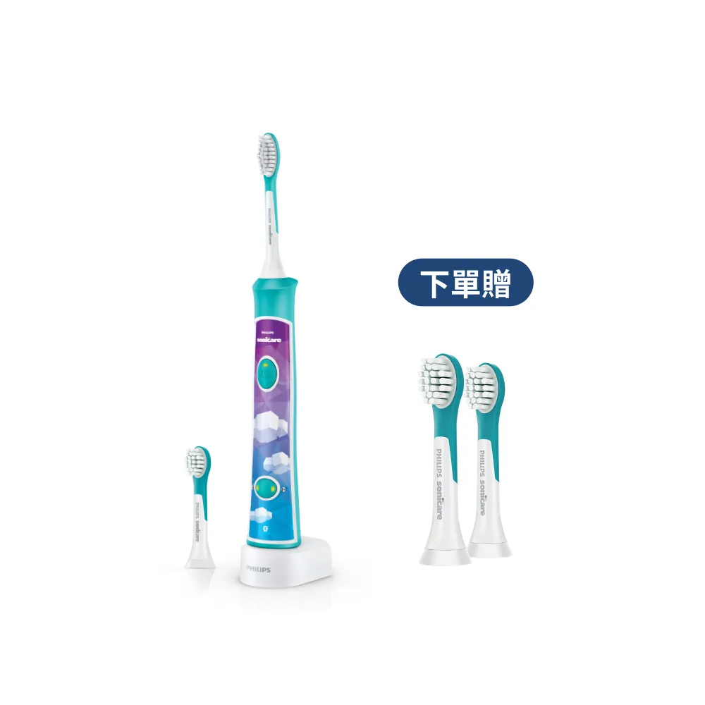 【Philips 飛利浦】HX6322/04 新一代兒童音波震動牙刷 (藍牙連線互動APP/送貼紙/保護乳牙/官方直營)