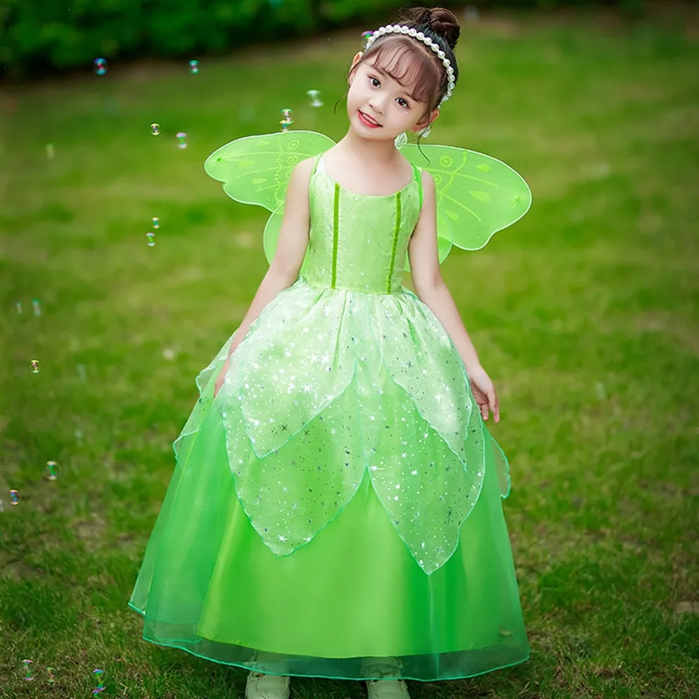 【橘魔法】綠色小精靈澎澎紗裙+蝴蝶翅膀 套裝 女童 兒童 童裝 萬聖節 造型服 表演 角色扮演 攝影 戲劇 話劇