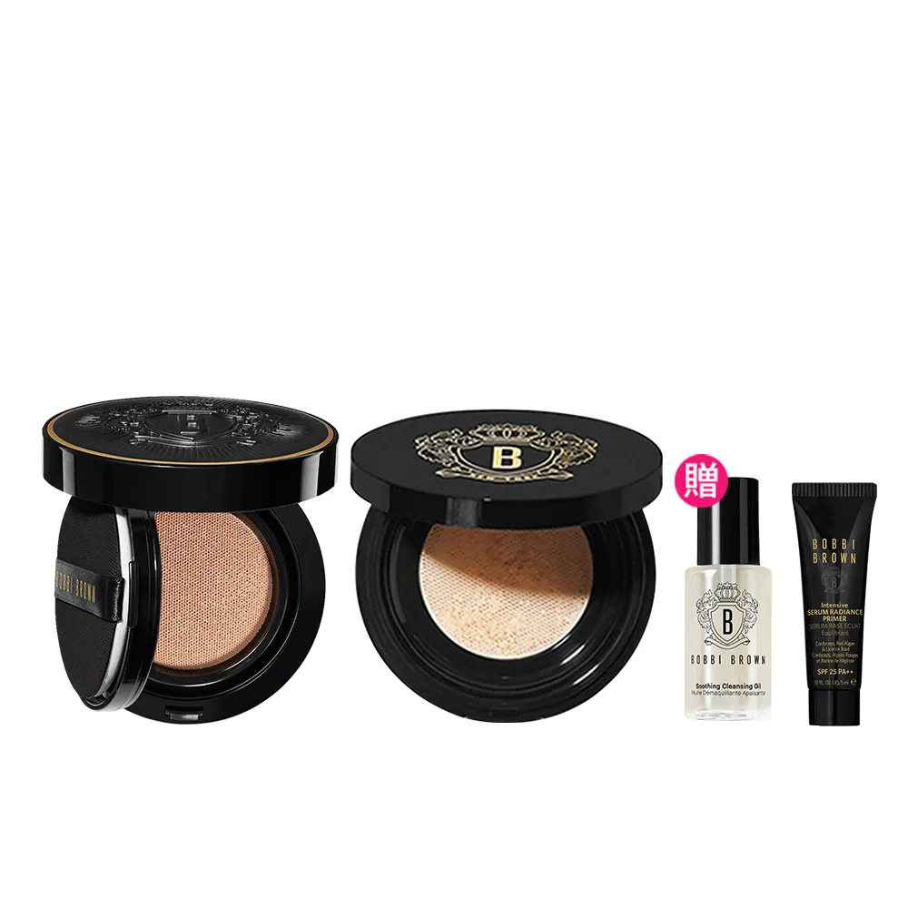 【Bobbi Brown 芭比波朗】霧光氣墊奢光定妝組(磁吸底妝/霧光氣墊+冬蟲夏草蜜粉)
