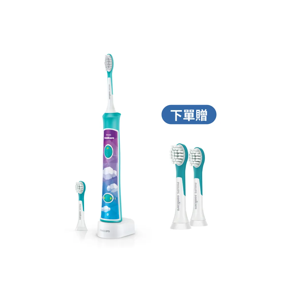 【Philips 飛利浦】HX6322/04 新一代兒童音波震動牙刷 (藍牙連線互動APP/送貼紙/保護乳牙/官方直營)