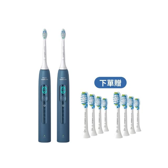 【Philips 飛利浦】momo獨家 HX5682/01 語音導航音波電動牙刷 2入組-暮光藍(官方直營)