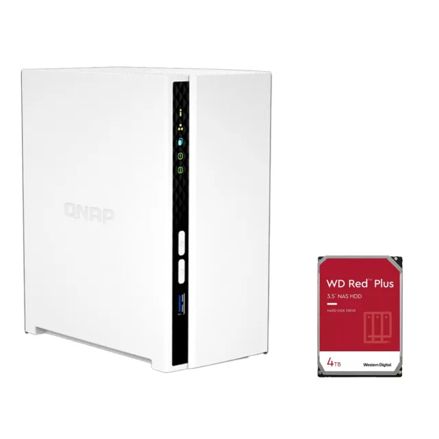 【QNAP】搭WD 紅標 Plus 4TBx1★TS-233 2Bay NAS 網路儲存伺服器+(WD40EFZZ)