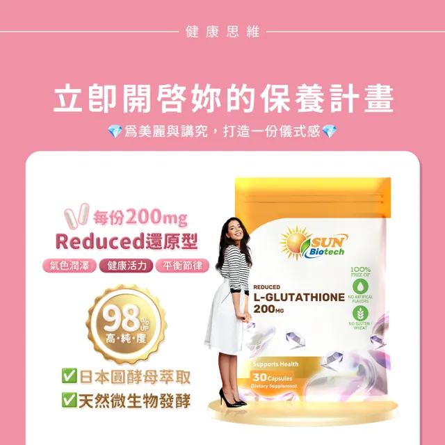【Sun 日落恩賜】GSH極緻齡頂級穀胱甘肽膠囊3袋組(共90粒)