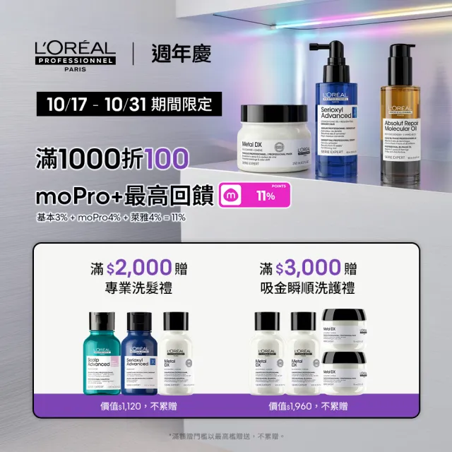 【L’OREAL 巴黎萊雅PRO】絲漾博吸金喚彩洗髮精 300ml