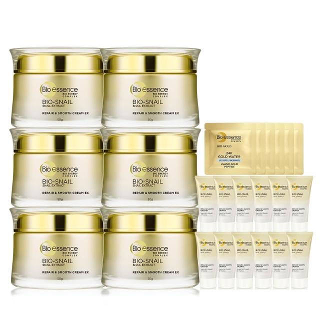 【Bio-essence 碧歐斯】乳霜 BIO蝸牛原液修護嫩滑霜50g(6入組)