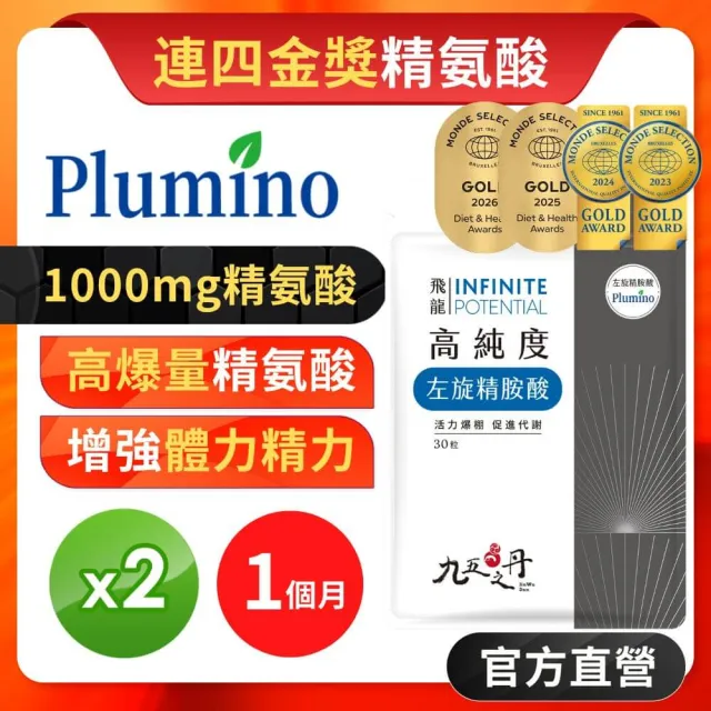 【JIU WU DAN 九五之丹】世界品質連四金高純度左旋精胺酸 2入組共60粒(超高劑量左旋精氨酸)