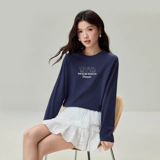 【GIORDANO 佐丹奴】男女裝純棉印花長袖T恤(多色任選)