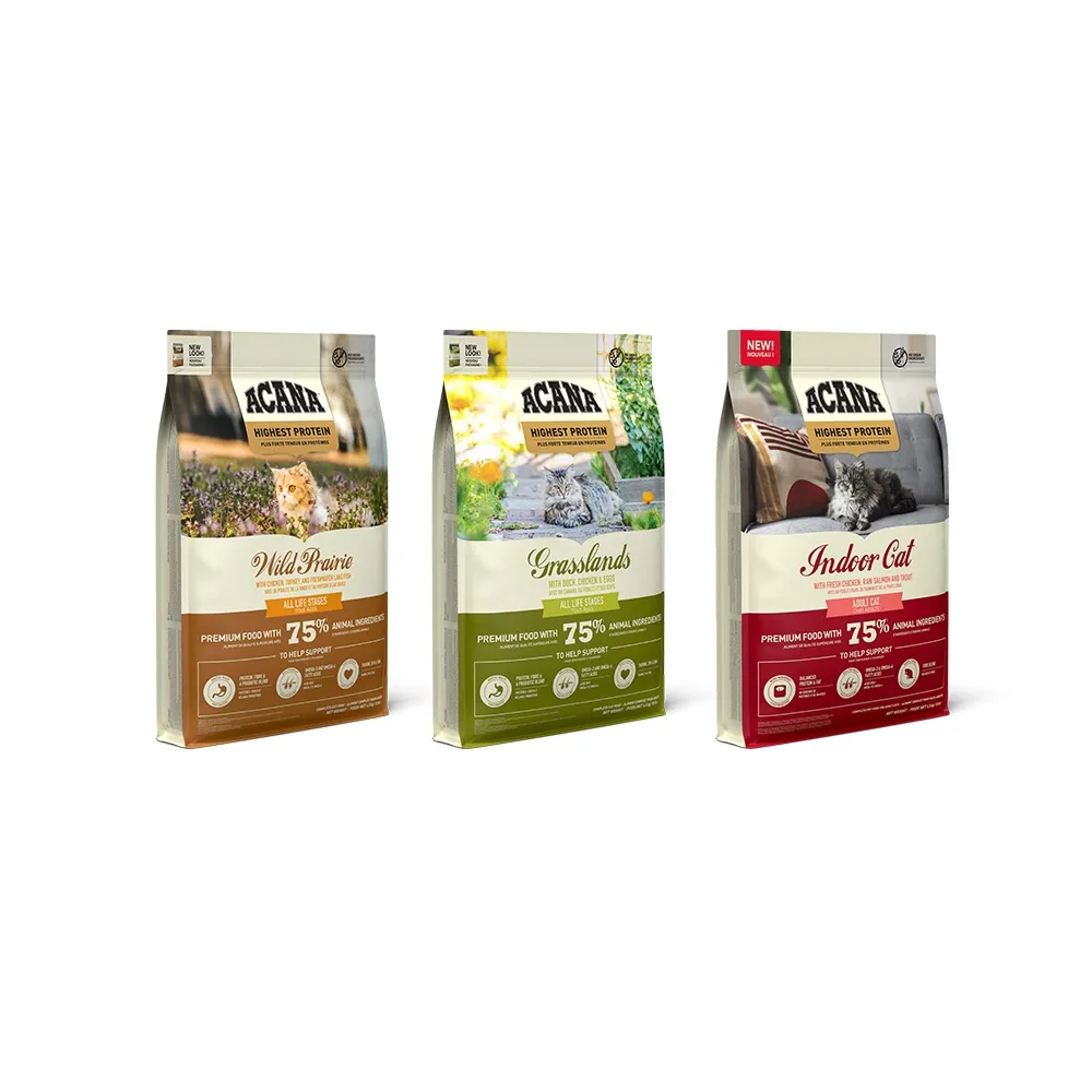 【ACANA】無穀貓飼料4.5kg--農場盛宴貓、草原盛宴貓、頂級高蛋白室內貓(WDJ推薦/全齡貓/貓糧/貓飼料)