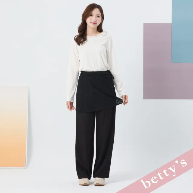 【betty’s 貝蒂思】顯瘦蕾絲綁帶兩件式長褲(黑色)