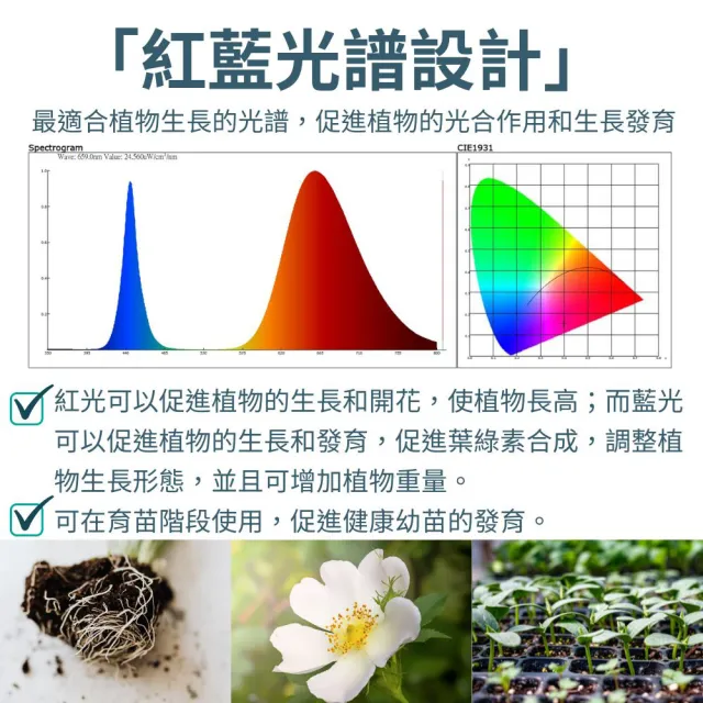 【君沛】君沛 植物燈系列 夾式 40瓦 E27 植物燈泡 紅藍混光 全電壓(植物燈)