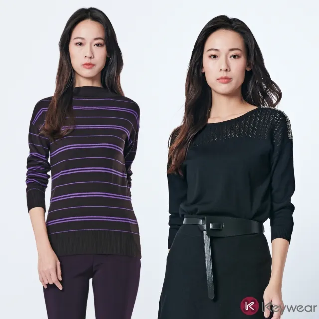 【KeyWear 奇威名品】極致工藝針織羊毛上衣(多款任選)