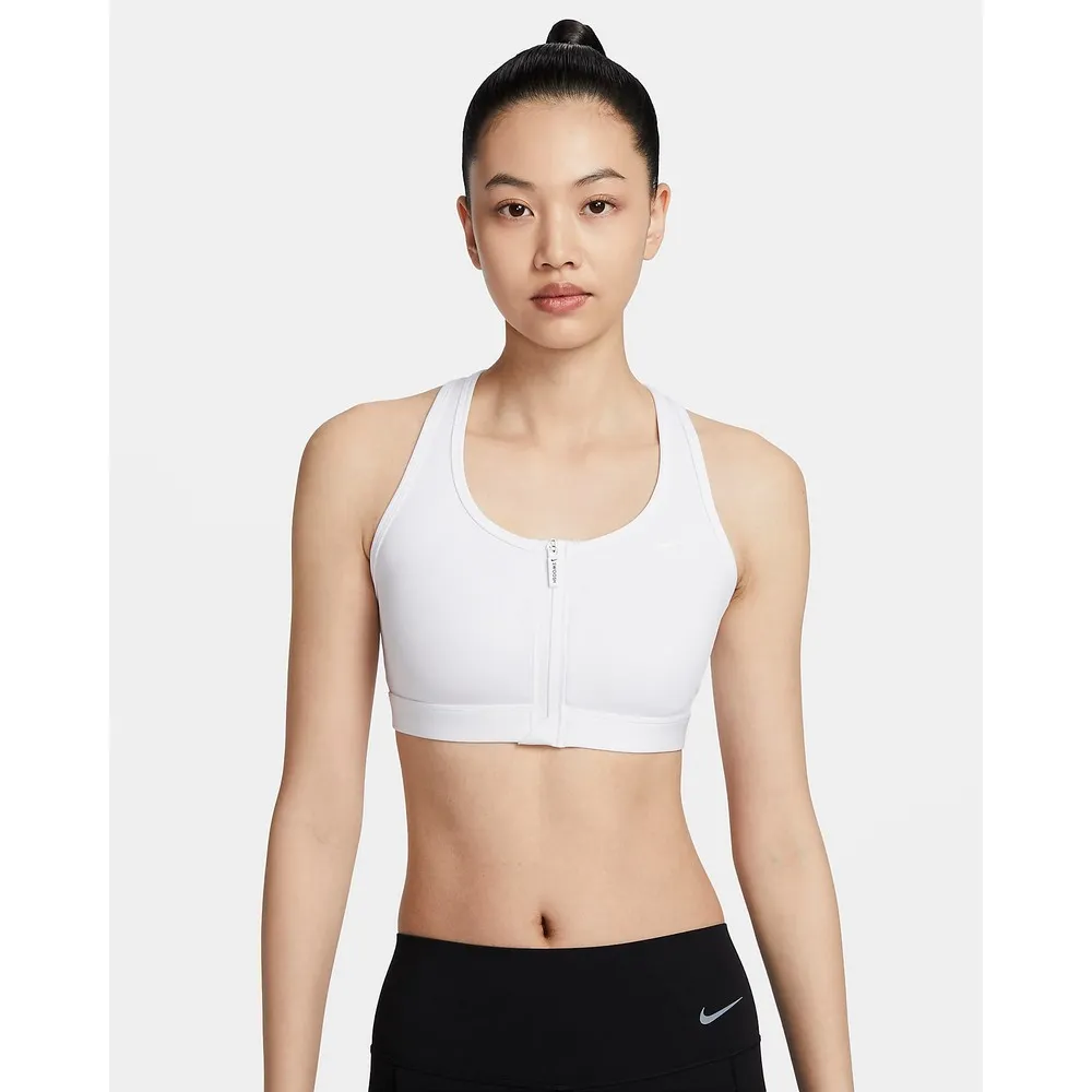 【NIKE 耐吉】Swoosh 中度支撐 運動內衣 Dri-FIT 女款 AS W NK DF SWOOSH PDED FZ BRA 白色(FN2732100)