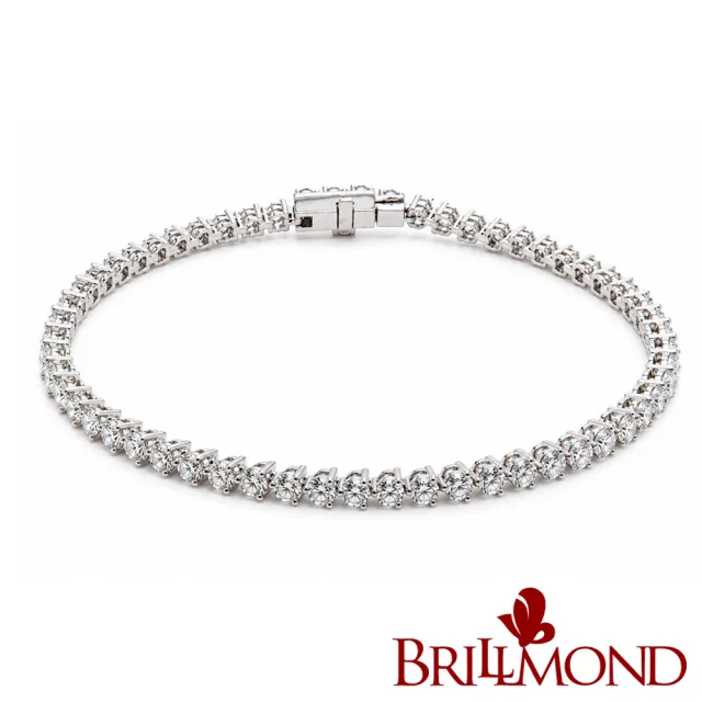 【BRILLMOND】2克拉 14K白金 三爪 天然鑽石手鍊