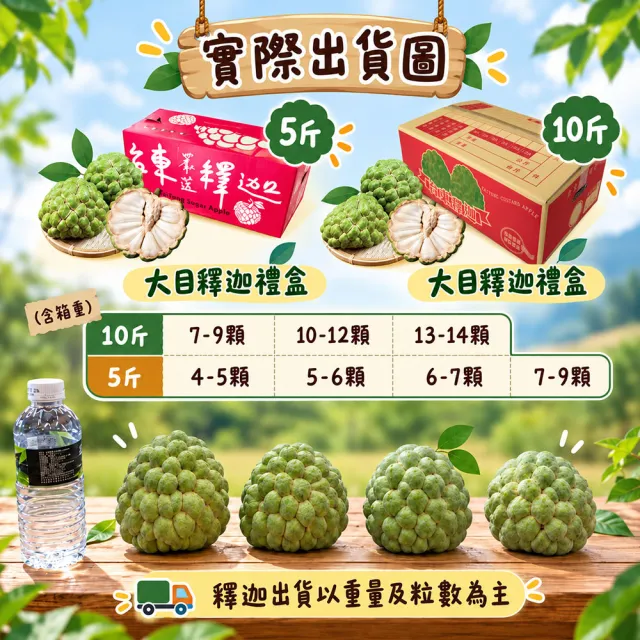 【初品果】台東太麻里大目釋迦含箱重10斤13-14顆x1箱(產地直送/送禮/禮盒/水果禮盒)