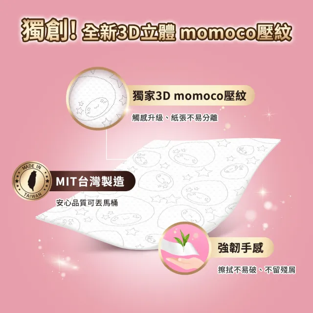 【朵舒】momoco招福桃太郎壓紋抽取式衛生紙(250抽x24包/箱/mo選)