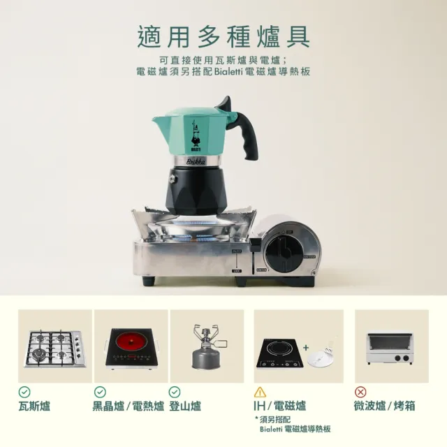 【Bialetti 比亞樂堤】鑽石加壓摩卡壺2杯份-薄荷綠(咖啡壺/免插電咖啡機)