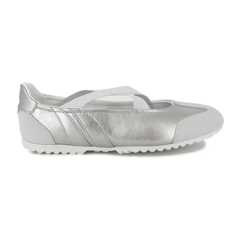 【Palladium】RACER BALLERINA LTH皮革/麂皮芭蕾薄底鞋-女鞋-金屬銀(94781-080-M)