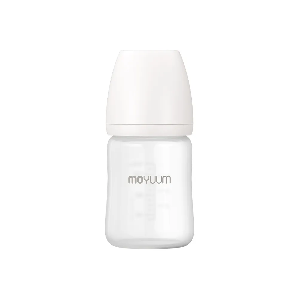 【MOYUUM】韓國 寬口矽膠玻璃奶瓶-雲朵白(150ml)
