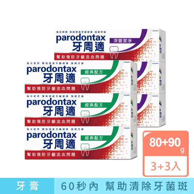 【Parodontax 牙周適】基礎系列 牙齦護理牙膏6入(經典/深層潔淨/淨白)