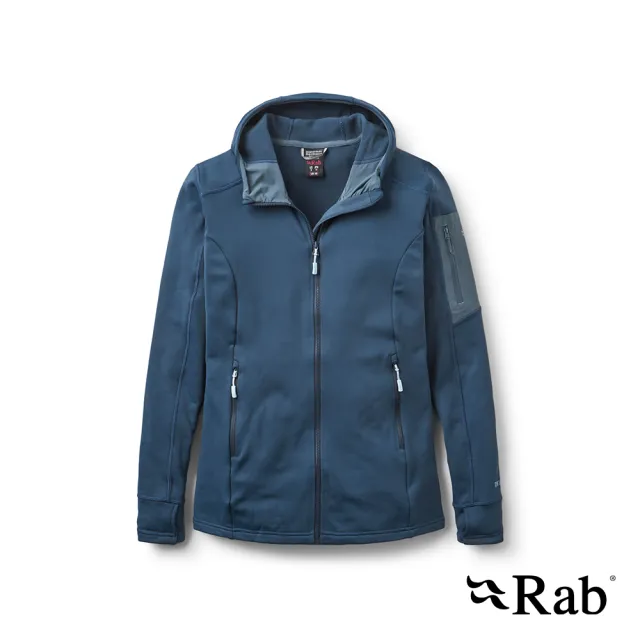 【RAB】Modulus Hoody Women 快乾排汗彈性保暖連帽外套 女款 暴風藍 #QFG16