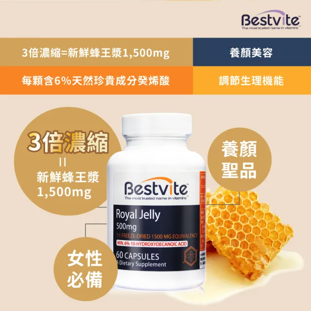 【Bestvite 必賜力】必賜力高濃縮蜂王乳膠囊(60顆*1瓶)