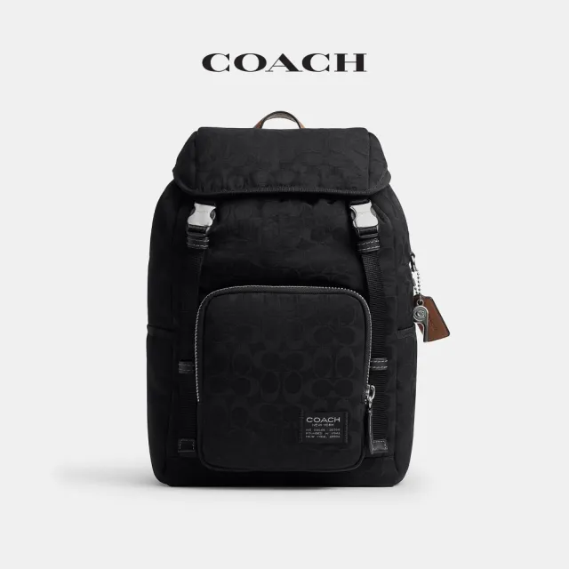 【COACH】蔻馳官方直營 LOGAN 經典SIGNATURE 尼龍雙肩包-黑色(CDU99)