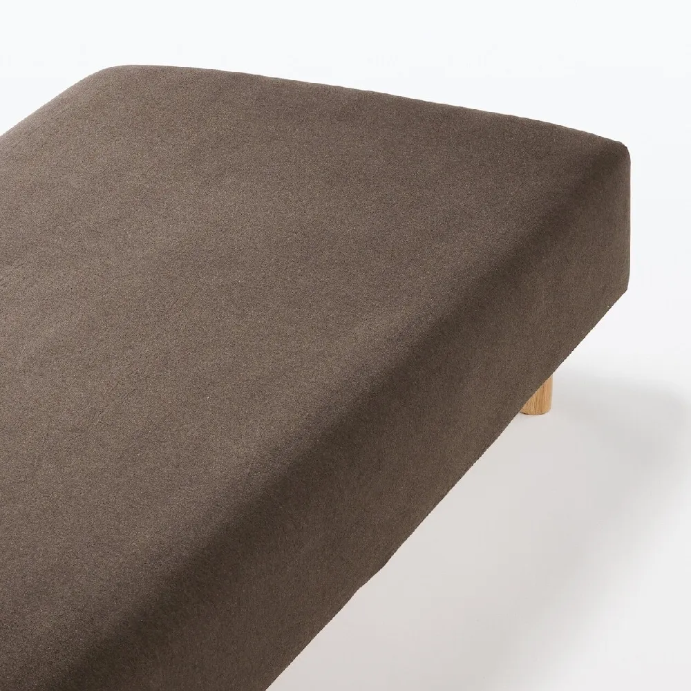【MUJI 無印良品】棉天竺床包/Q (混灰/混米/混棕/混深藍) 成品尺寸:W155×L185×D35 cm 附鬆緊帶
