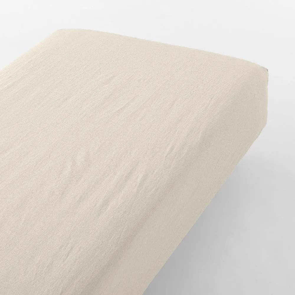 【MUJI 無印良品】柔舒水洗棉床包/S(灰色/柔白/深藍/淺米)