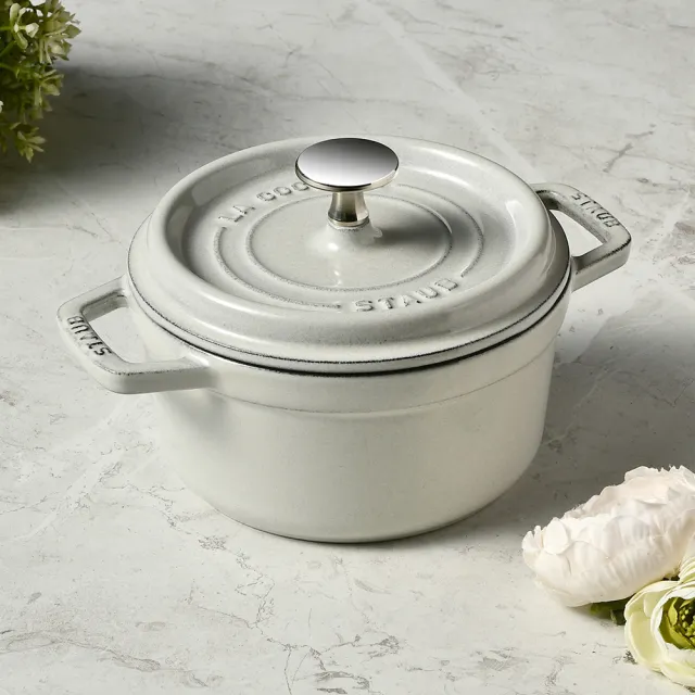 【STAUB】琺瑯鑄鐵鍋雙鍋組-淺燉鍋28cm+圓鍋16cm(德國雙人牌集團官方直營)