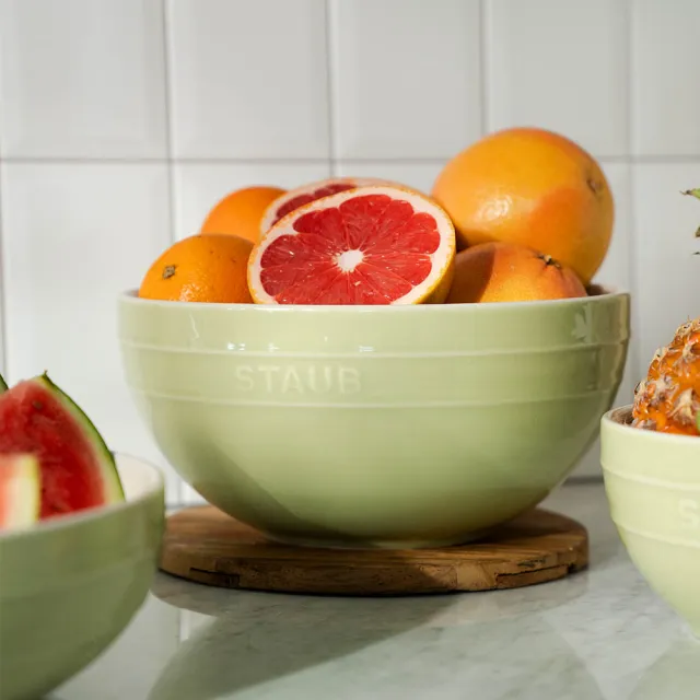 【STAUB】圓形陶瓷湯碗18cm-豆沙粉/奶油藍/青檸綠3色任選(德國雙人牌集團官方直營)