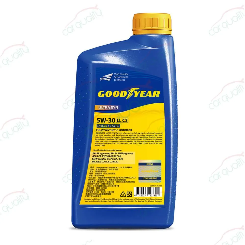 【GOODYEAR 固特異】固特異 GOOODYEAR機油保養套餐 5W30 雙酯 ULTRA 504/507 1L*4 送安裝(車麗屋)