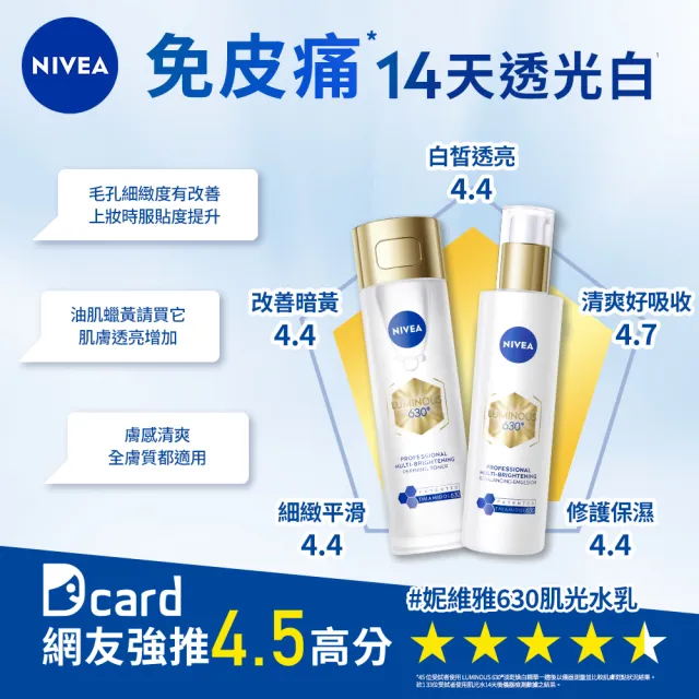 【NIVEA 妮維雅】630肌光三酸煥膚精華水/肌光透白修護精華乳x2入(美白/淡斑)