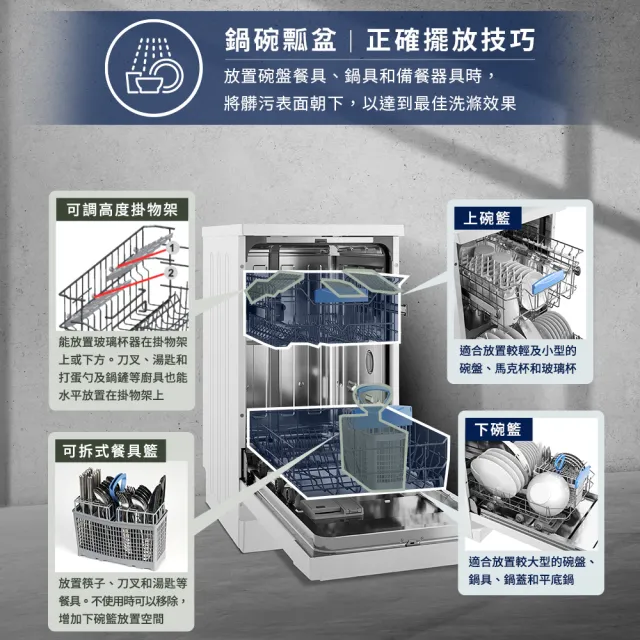 【Electrolux 伊萊克斯】雙11限定 45cm/10人份 極淨呵護 300 系列獨立式洗碗機(KSE43200SW)