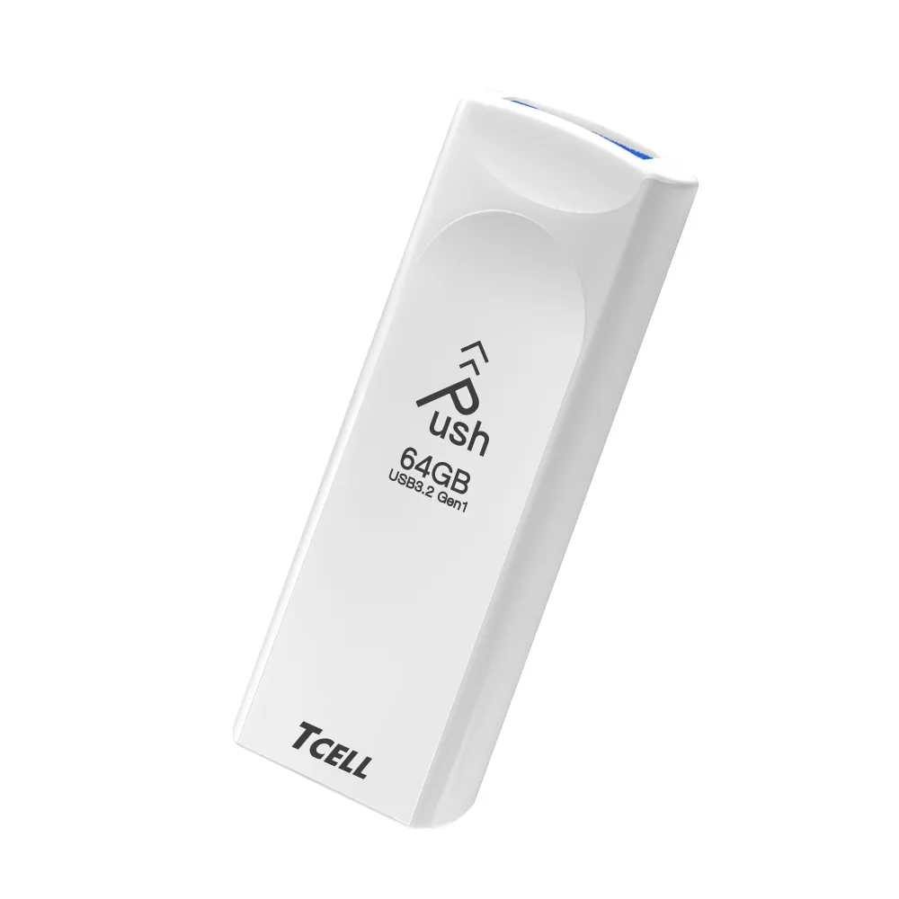 【TCELL 冠元】5入組-USB3.2 Gen1 64GB Push推推隨身碟-珍珠白