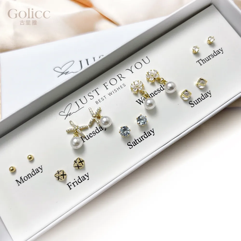 【Gulicc 古莉可】耳環  一周耳釘 倒數日期 7日 心情套裝組(雙11 生日 飾品 耳釘 耳飾 耳墜 禮物)