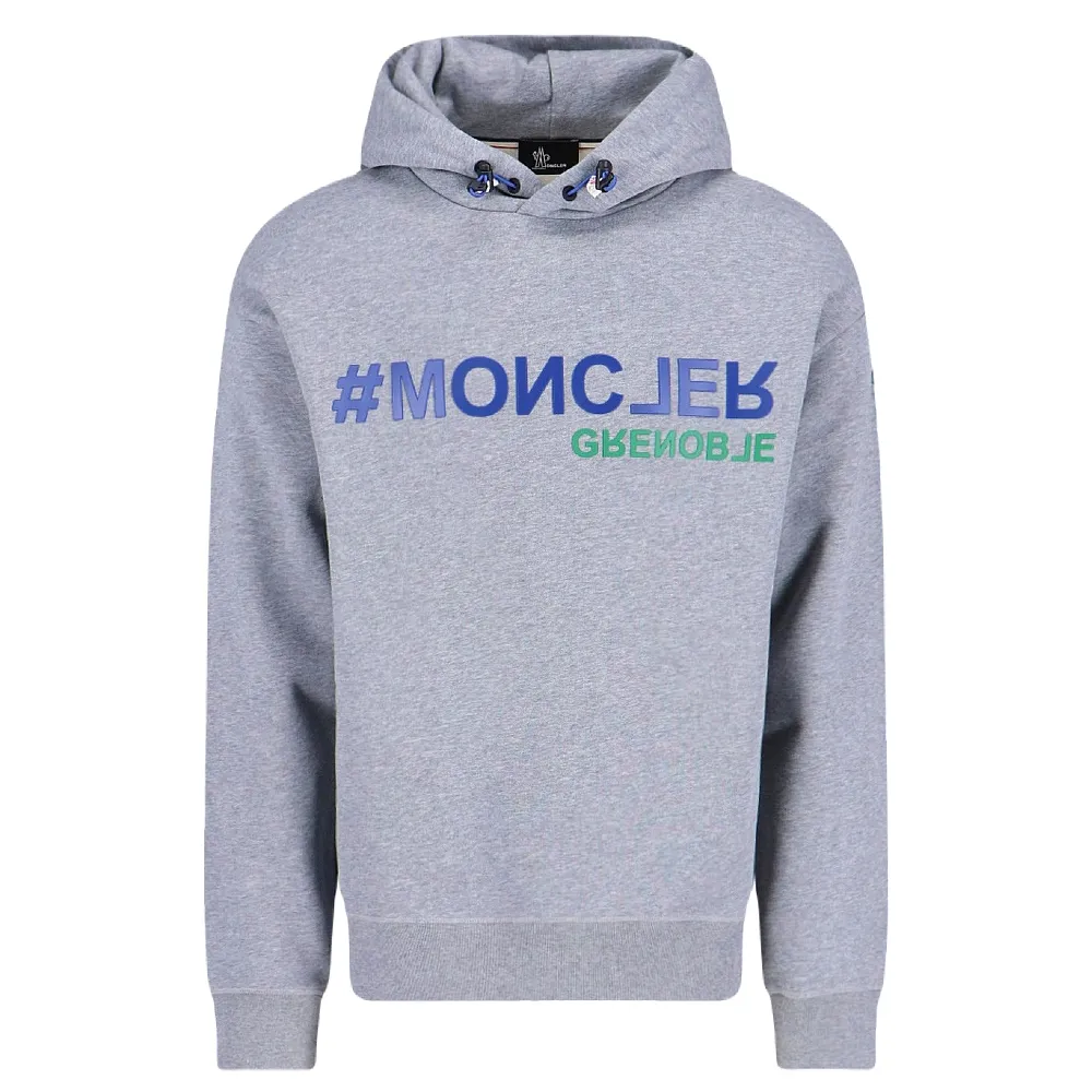 【MONCLER】男款 Grenoble Day-Namic 系列 品牌LOGO 長袖帽T-灰色(S號、M號)