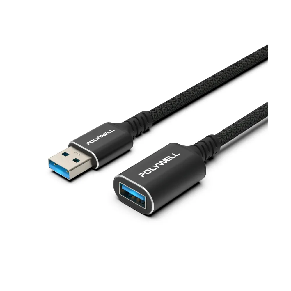 【POLYWELL】USB3.2 5G 18W Type-A 公對母延長線 /2米