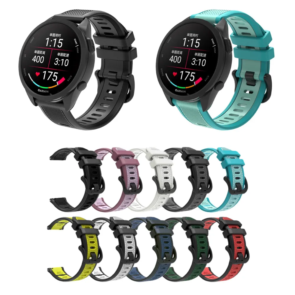 【GOLDEN SHIELD】Garmin Forerunner 雙色錶帶 20mm 22mm 雙色矽膠錶帶 570 Vivoactive 6 5 Venu 2Plus 165