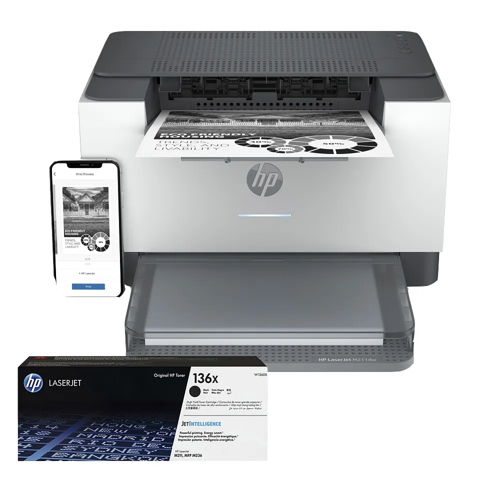 【HP 惠普】官方直營 搭1黑高容碳粉★LaserJet M211dw 單功Wifi黑白雷射印表機(列印/雙面列印/無線)