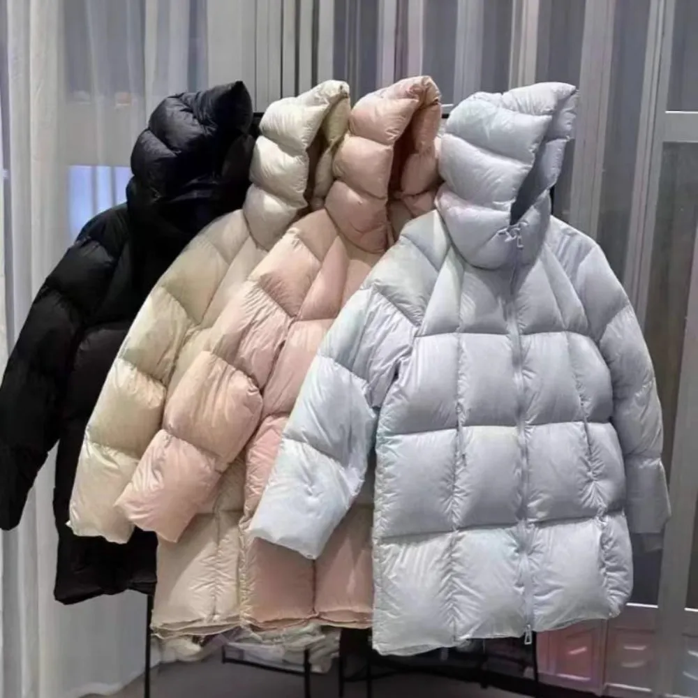 【巴黎精品】極速出貨 真羽絨90%鴨絨超高充绒量羽絨外套羽絨衣夾克(保暖純色連帽羽絨服女外套5款a1ii82 C)