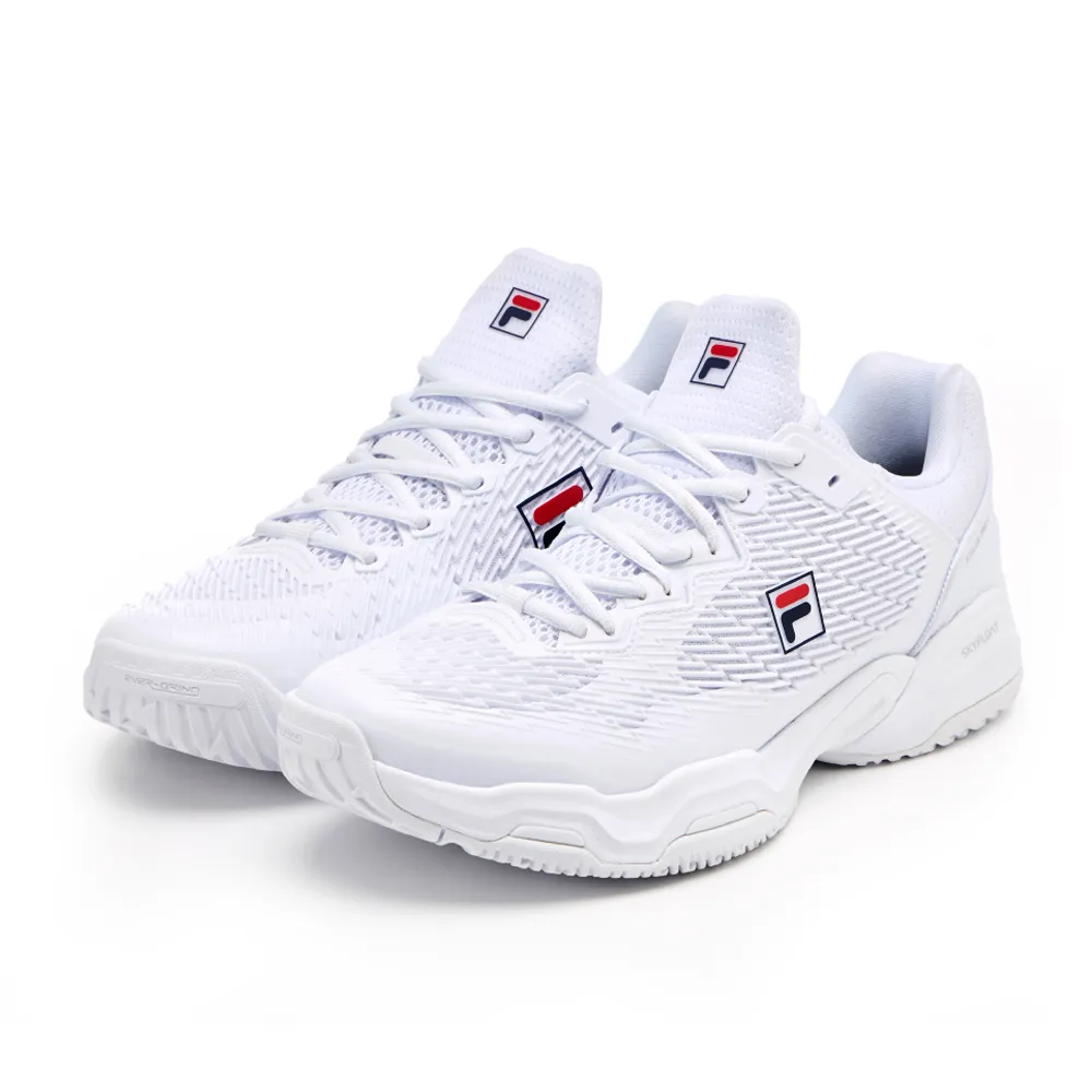 【FILA】AXILUS PRO 4 中性網球鞋-白/紅/丈青 (4-T501A-101)