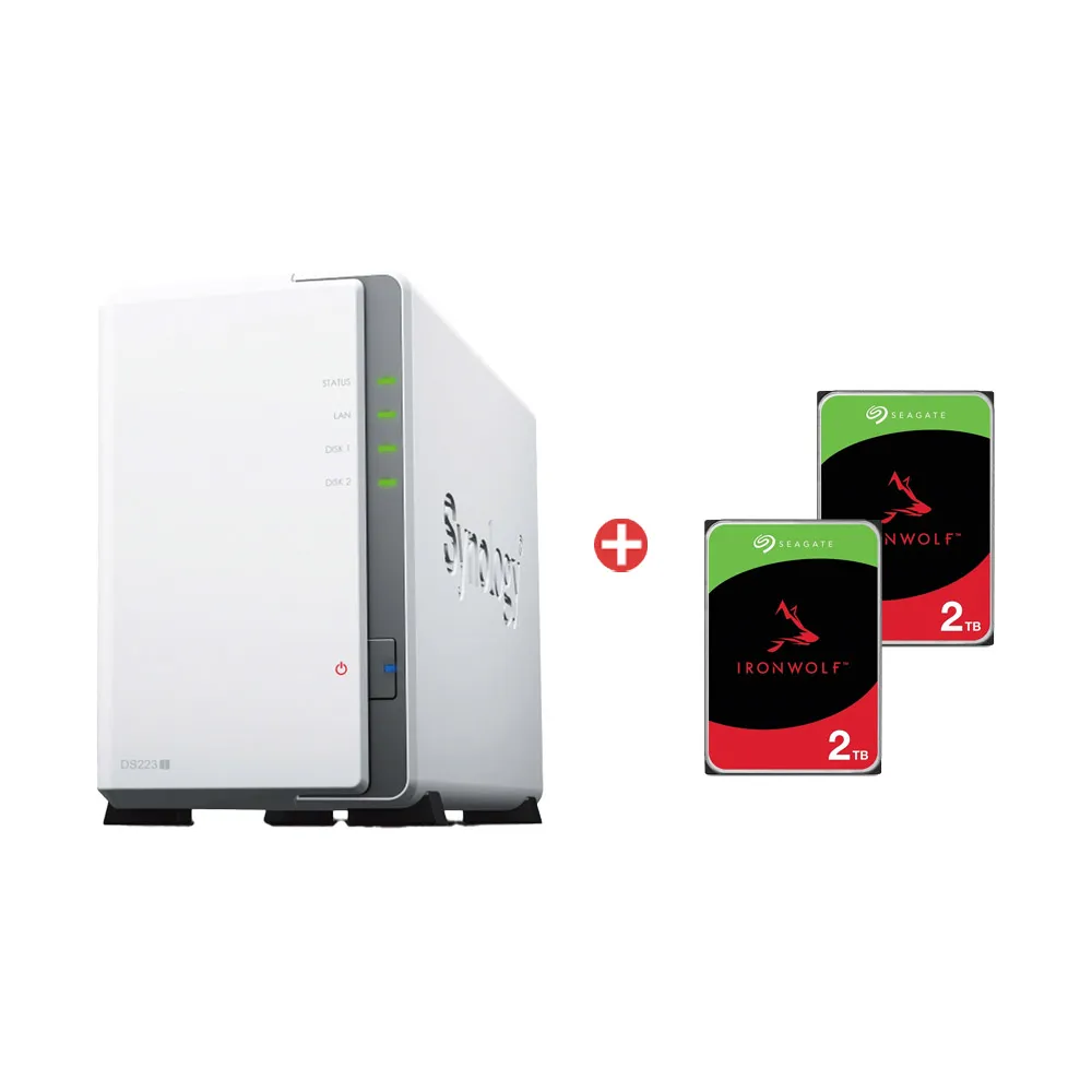 【Synology 群暉科技】搭希捷2TBx2★DS223j 2Bay NAS 網路儲存伺服器